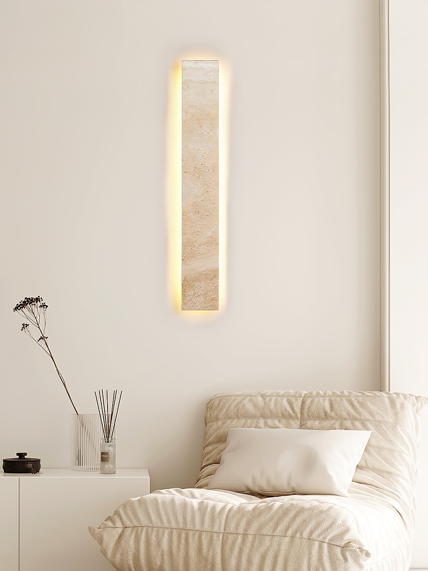 Tavoelia Slim Rectangle Travertine Linear Wall Light