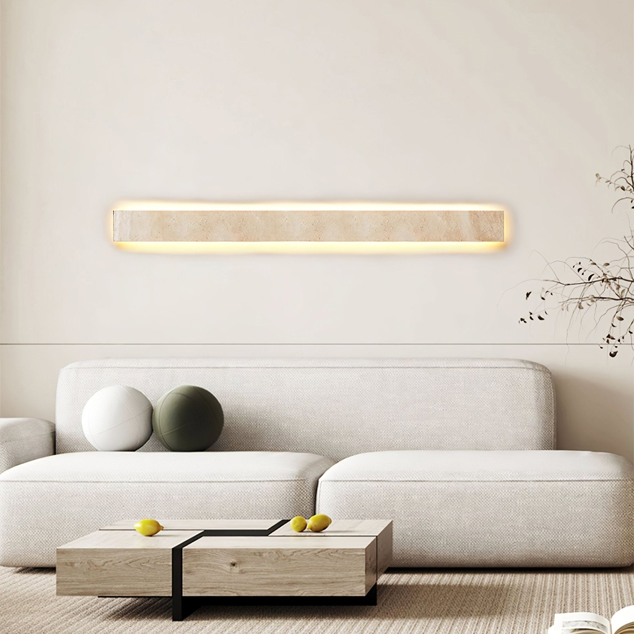 Tavoelia Slim Rectangle Travertine Linear Wall Light
