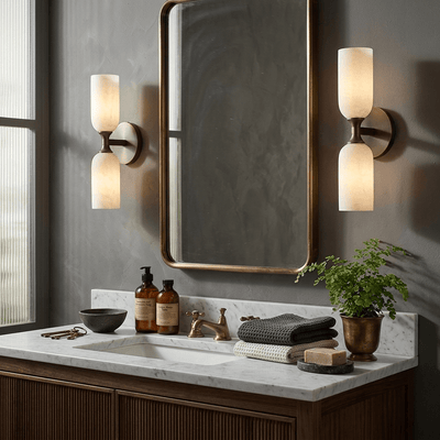 Sabriel Solmira Twin Alabaster Wall Sconce