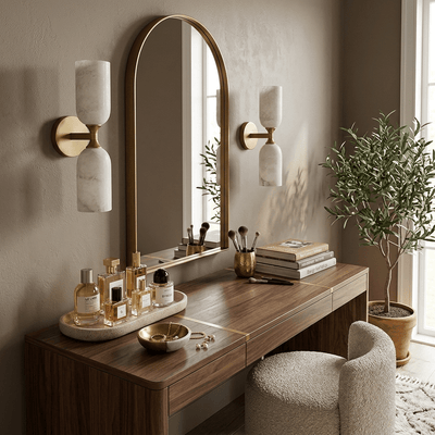 Sabriel Solmira Twin Alabaster Wall Sconce