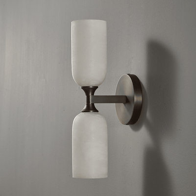 Sabriel Solmira Twin Alabaster Wall Sconce