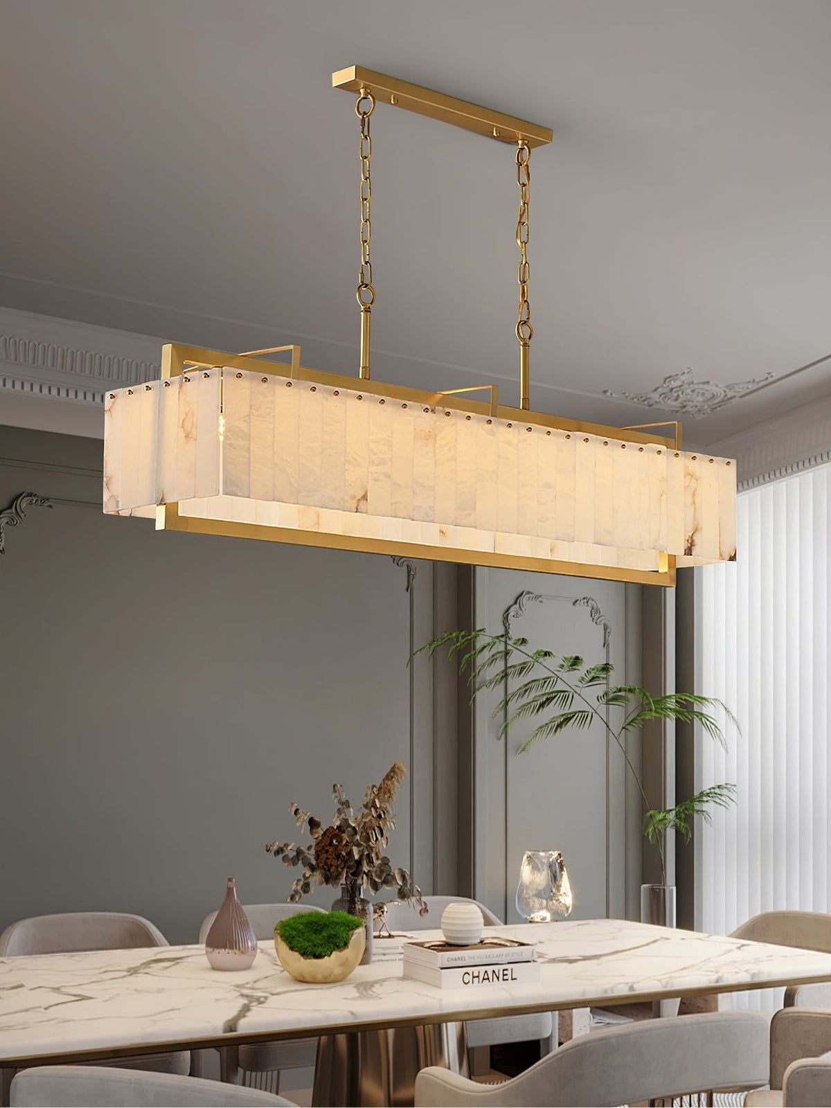 Nivivenne Rectangular Alabaster Pendant Light