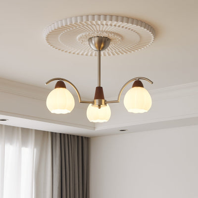 Ilaeiel Traditional Elegance Bloom Wood Glass Chandelier