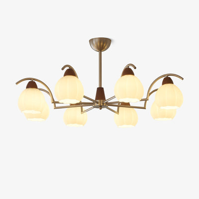 Ilaeiel Traditional Elegance Bloom Wood Glass Chandelier