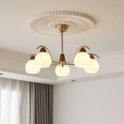 Ilaeiel Traditional Elegance Bloom Wood Glass Chandelier