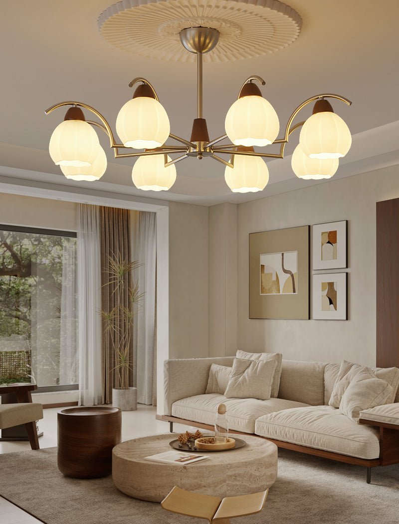 Ilaeiel Traditional Elegance Bloom Wood Glass Chandelier