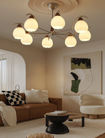 Ilaeiel Traditional Elegance Bloom Wood Glass Chandelier