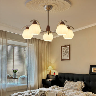 Ilaeiel Traditional Elegance Bloom Wood Glass Chandelier