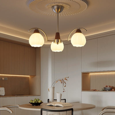Ilaeiel Traditional Elegance Bloom Wood Glass Chandelier