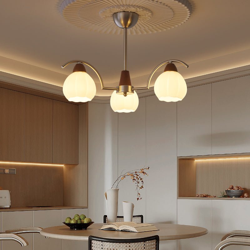 Ilaeiel Traditional Elegance Bloom Wood Glass Chandelier