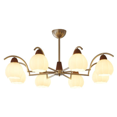 Ilaeiel Traditional Elegance Bloom Wood Glass Chandelier