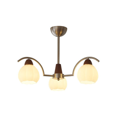 Ilaeiel Traditional Elegance Bloom Wood Glass Chandelier