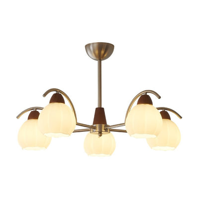 Ilaeiel Traditional Elegance Bloom Wood Glass Chandelier