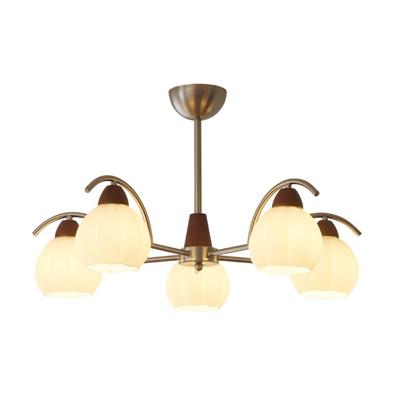 Ilaeiel Traditional Elegance Bloom Wood Glass Chandelier