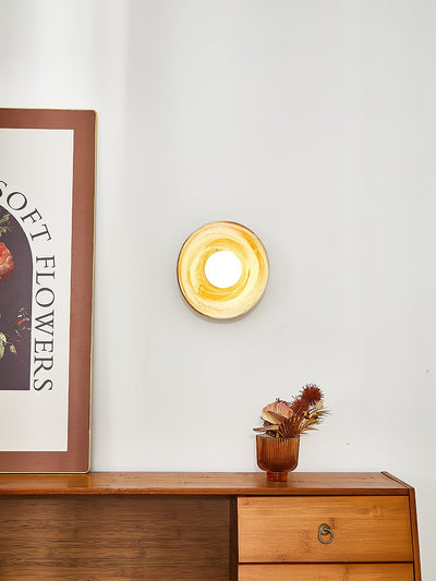 Solune Modern Minimalist Glass Wood Wall Light