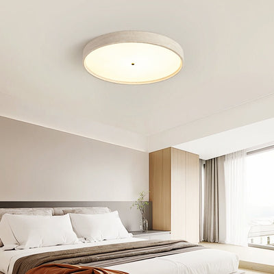 Lana Minimal Yellow Travertine Disc Ceiling Lamp