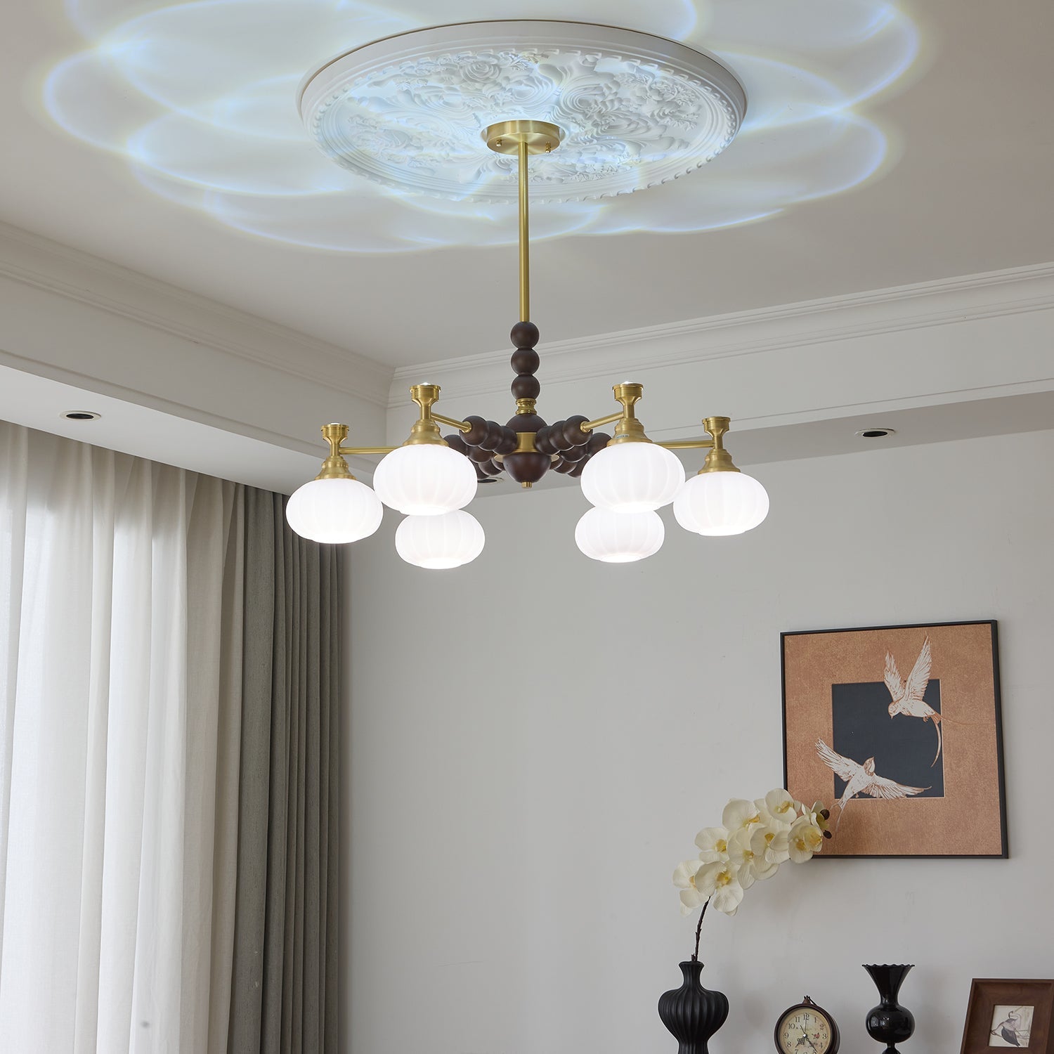 Avdorira Elegance Vintage Brass Wood Chandelier