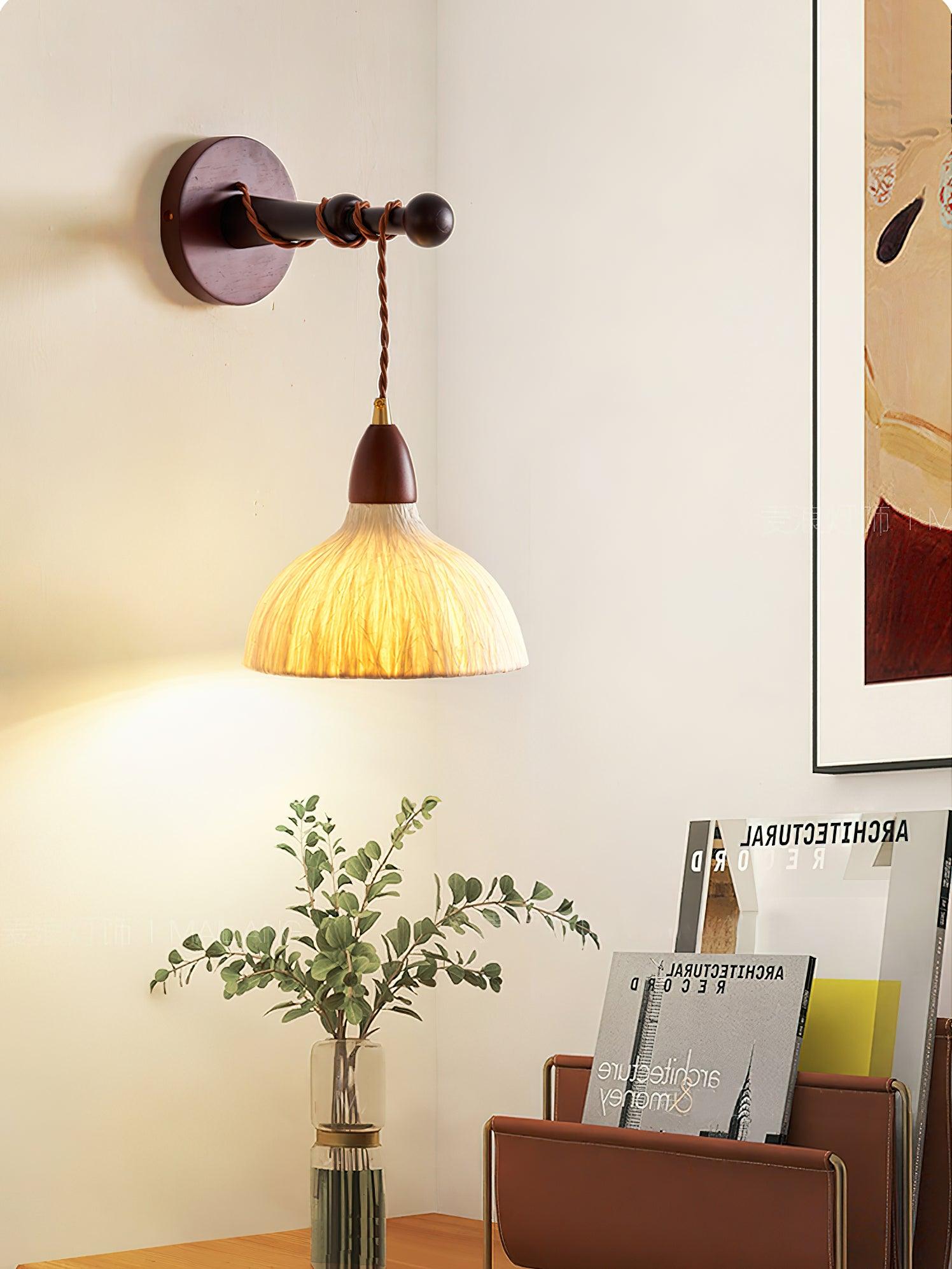 Vitheos Elegance Natural Walnut Wood Wall Lamp
