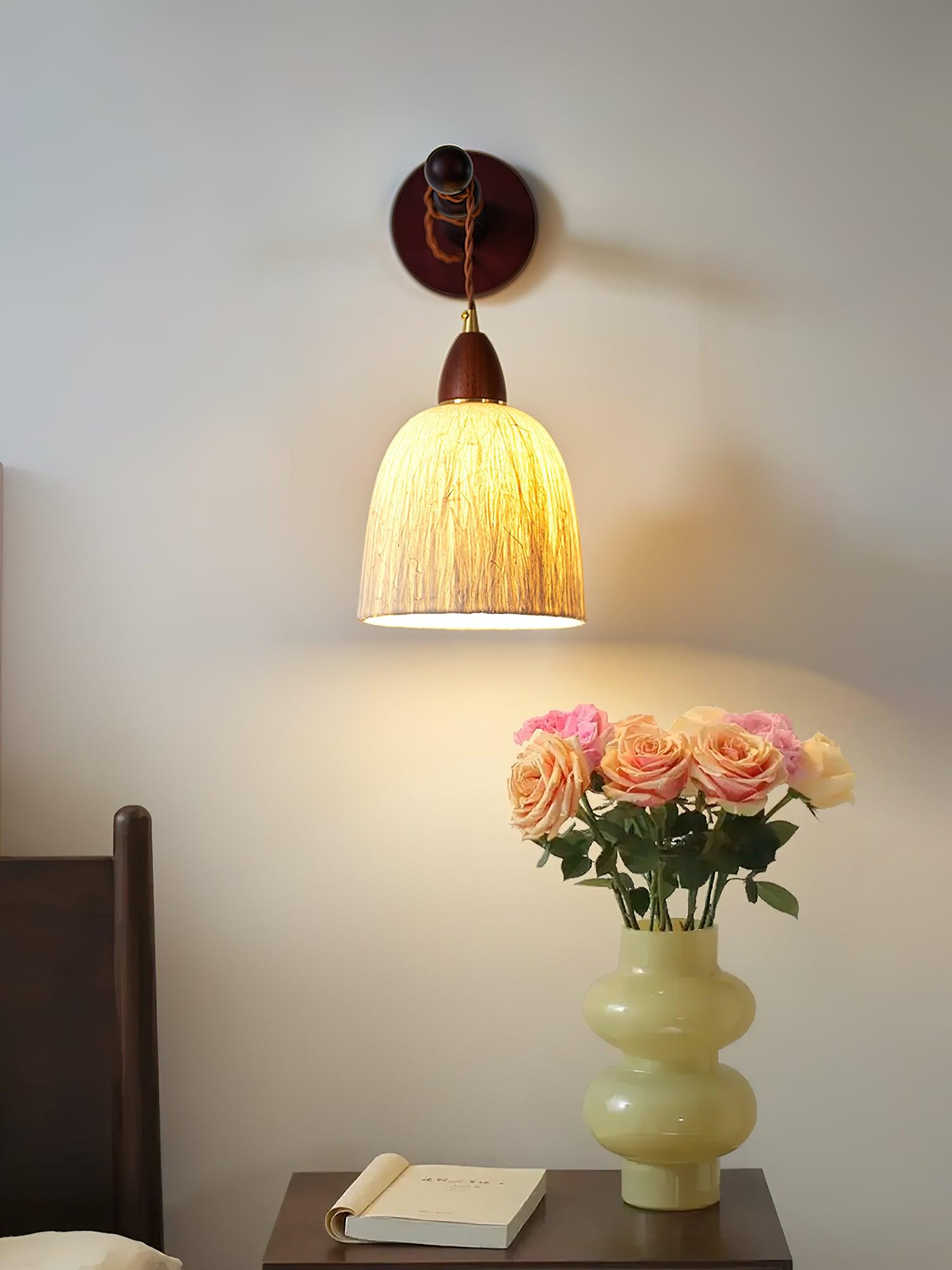 Vitheos Elegance Natural Walnut Wood Wall Lamp
