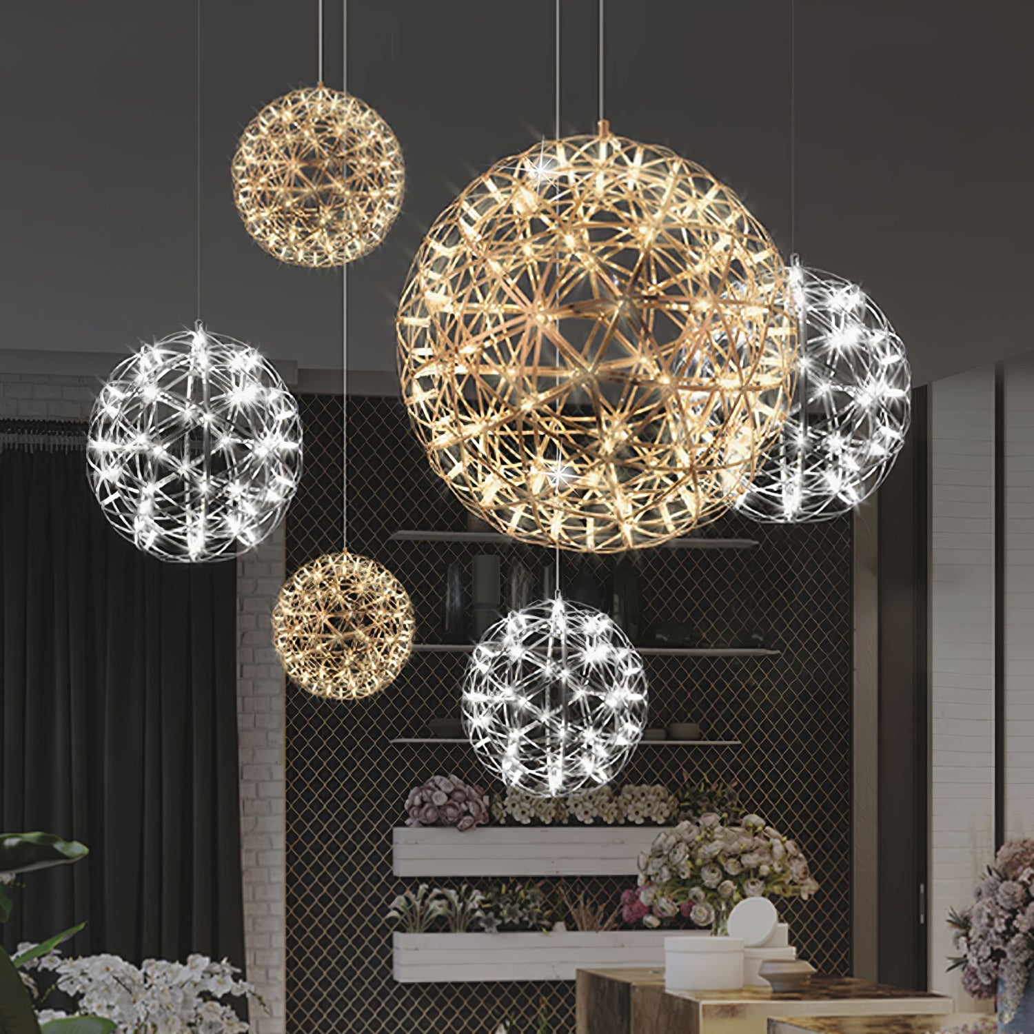 Sylvarin Gold Spark Ball Pendant Light