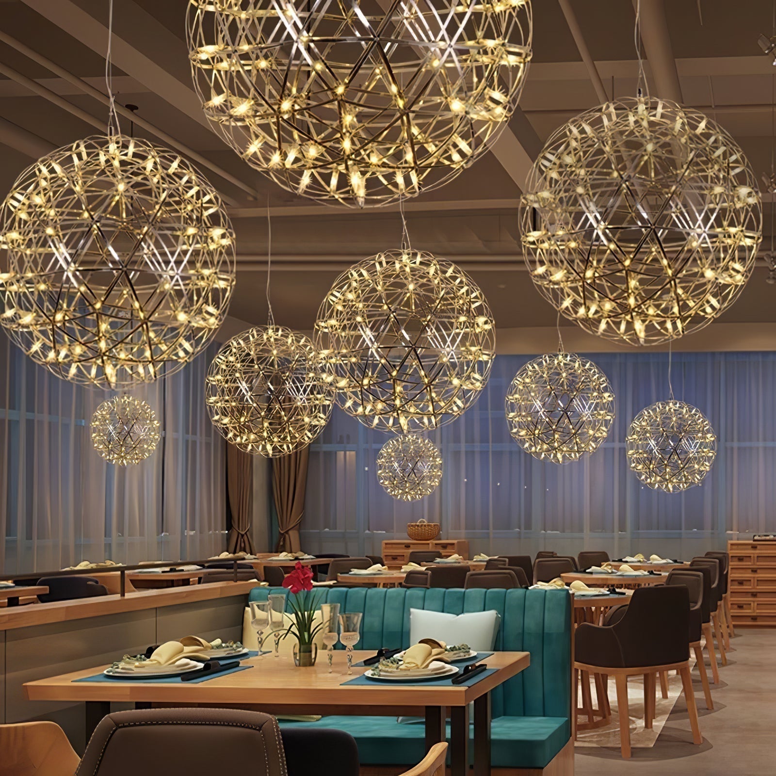 Delcourt Silver Spark Ball Pendant Light