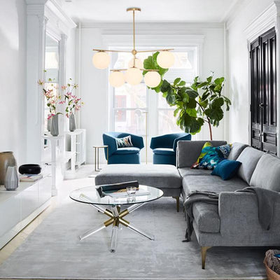 Lustra Chandelier Sphere & Stem Modern Gold LED - Neutral Decor