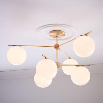 Lustra Chandelier Sphere & Stem Modern Gold LED - Neutral Decor