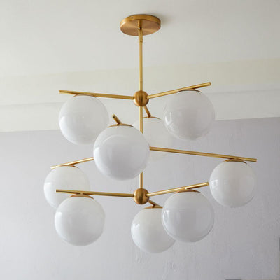 Lustra Chandelier Sphere & Stem Modern Gold LED - Neutral Decor