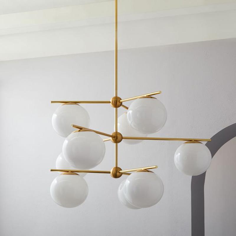 Lustra Chandelier Sphere & Stem Modern Gold LED - Neutral Decor