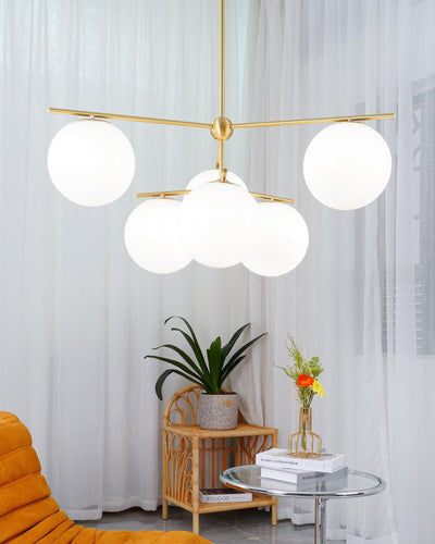 Lustra Chandelier Sphere & Stem Modern Gold LED - Neutral Decor