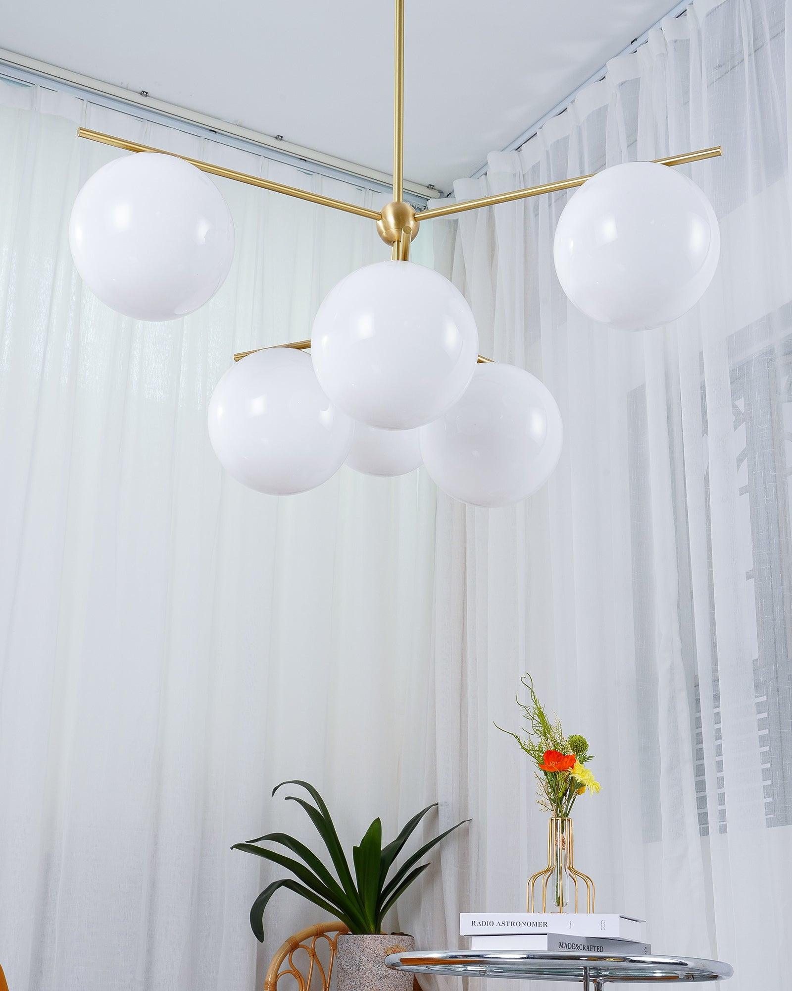 Lustra Chandelier Sphere & Stem Modern Gold LED - Neutral Decor