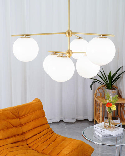 Lustra Chandelier Sphere & Stem Modern Gold LED - Neutral Decor