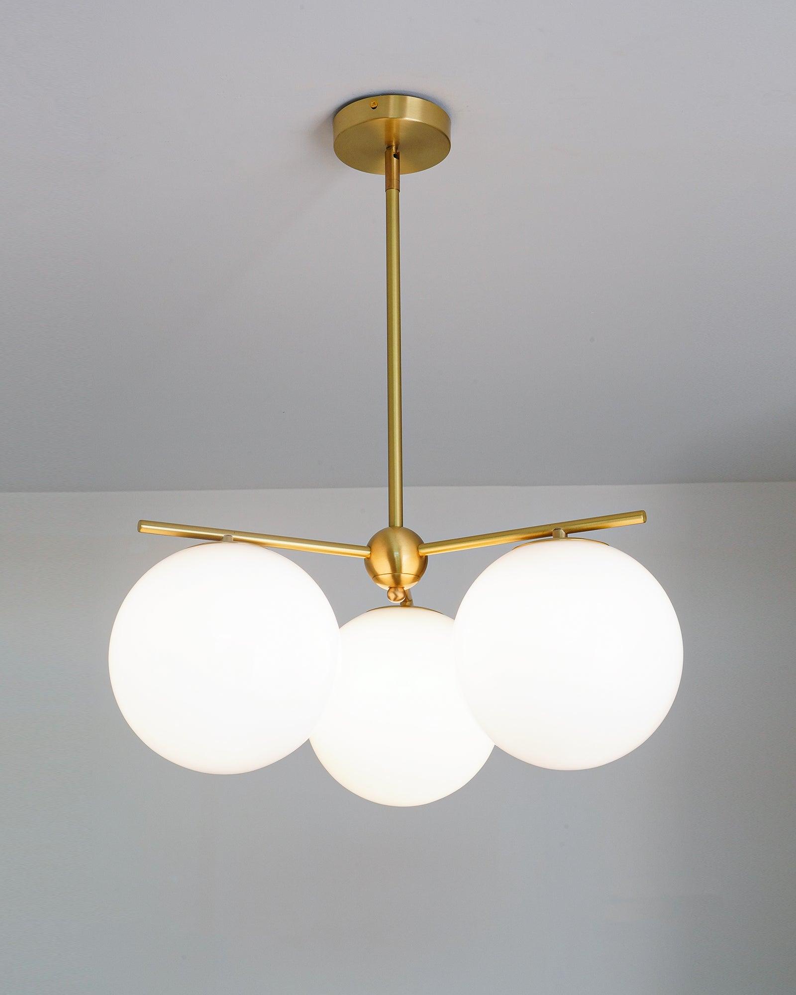Lustra Chandelier Sphere & Stem Modern Gold LED - Neutral Decor
