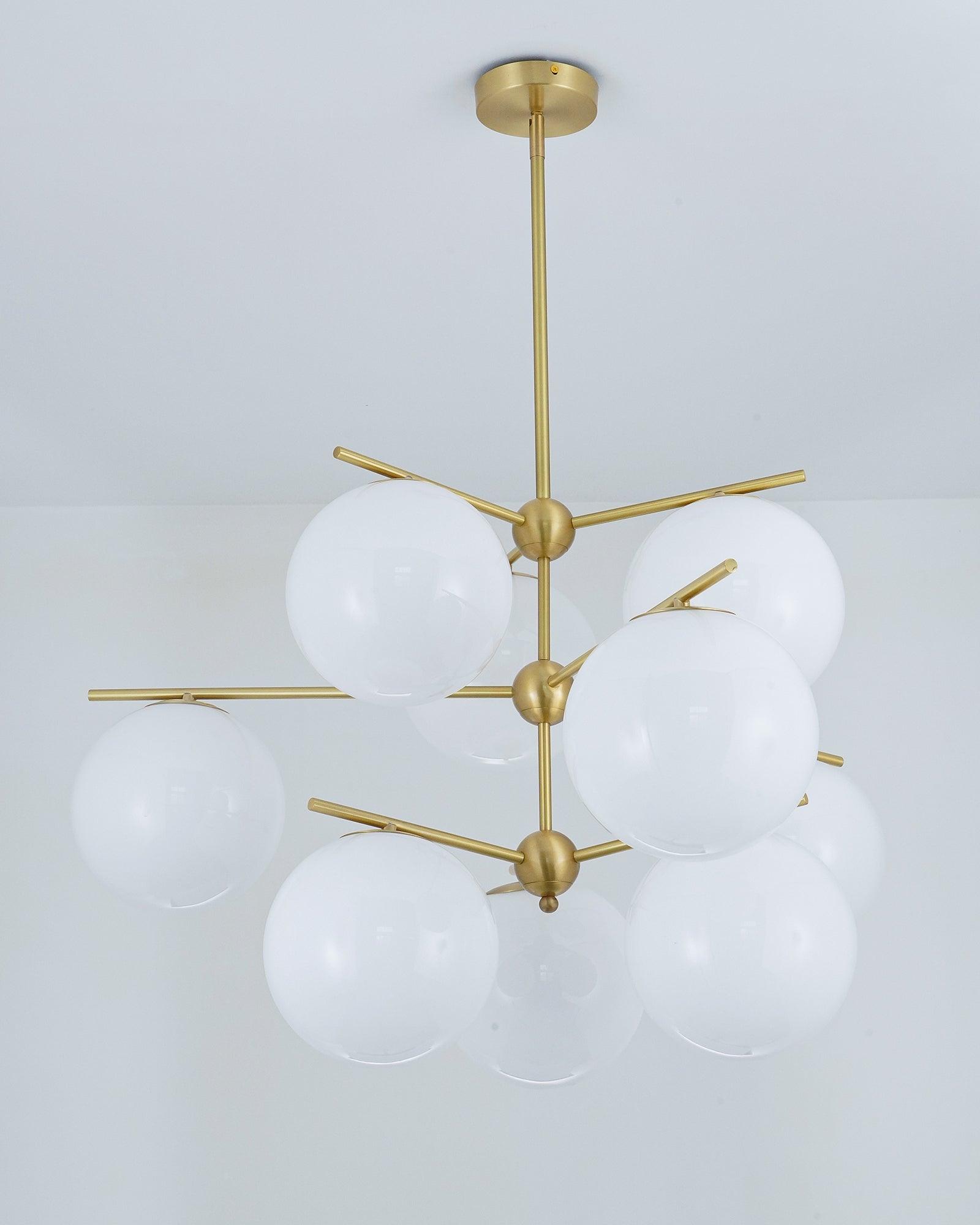 Lustra Chandelier Sphere & Stem Modern Gold LED - Neutral Decor
