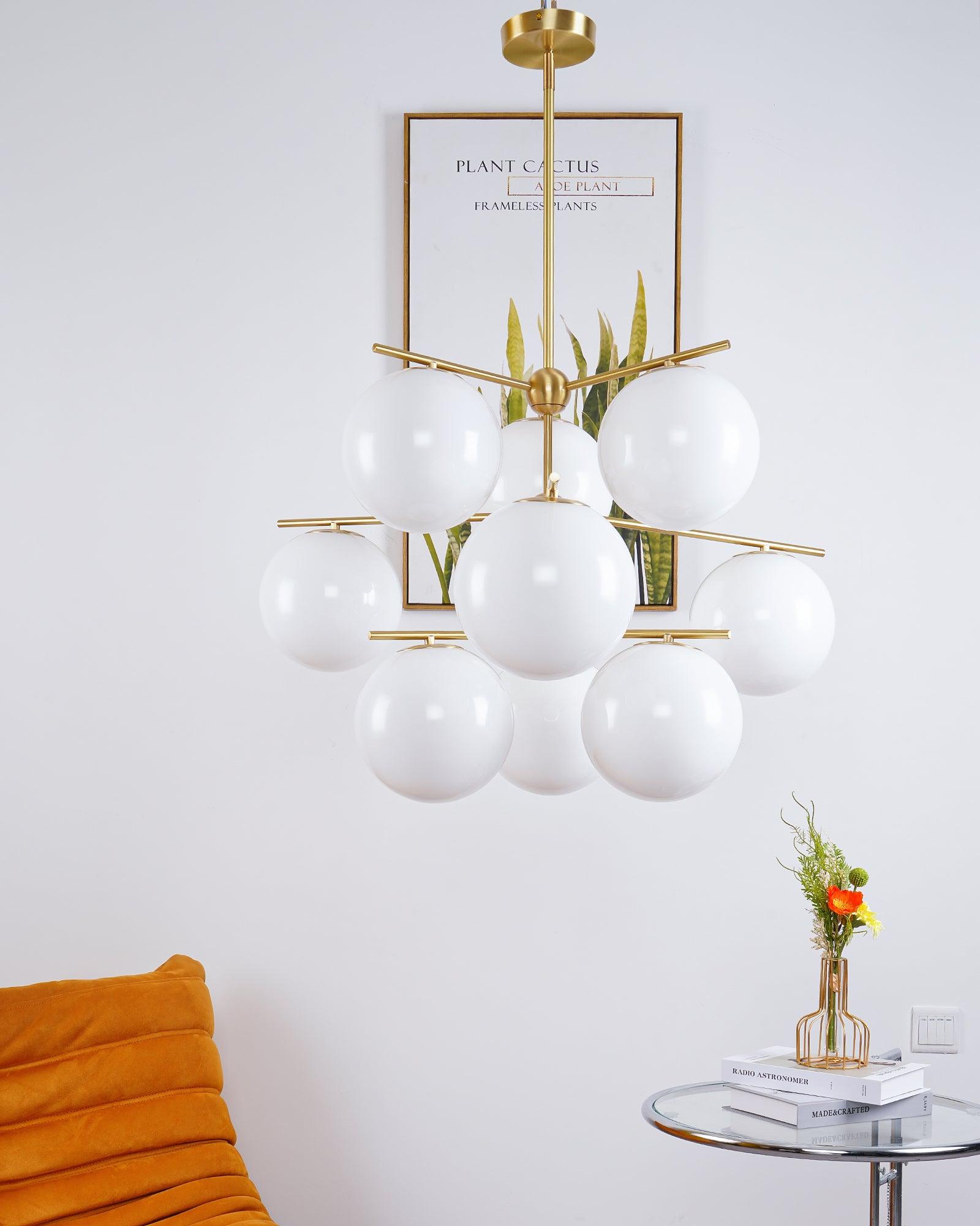 Lustra Chandelier Sphere & Stem Modern Gold LED - Neutral Decor