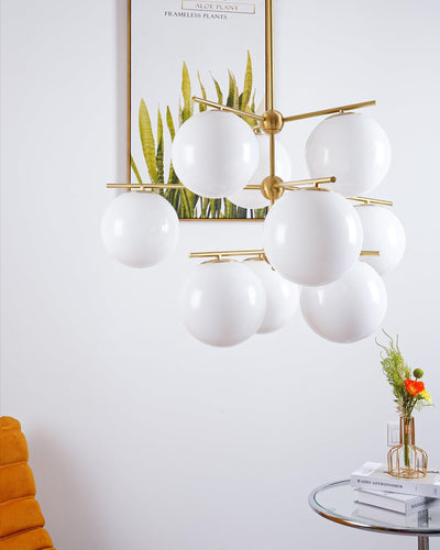 Lustra Chandelier Sphere & Stem Modern Gold LED - Neutral Decor