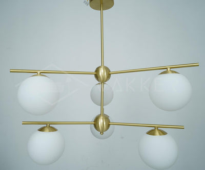 Lustra Chandelier Sphere & Stem Modern Gold LED - Neutral Decor