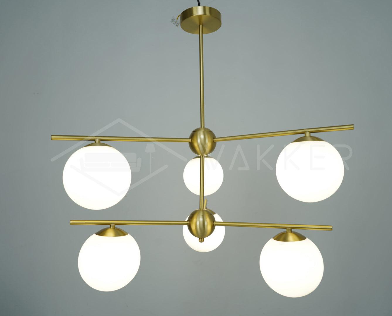 Lustra Chandelier Sphere & Stem Modern Gold LED - Neutral Decor