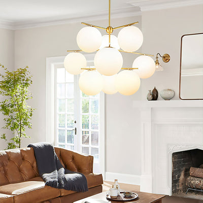 Lustra Chandelier Sphere & Stem Modern Gold LED - Neutral Decor