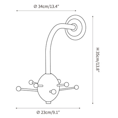 Sputnik Wall Coat Rack Colorful Hooks Modern Hallway - Neutral Decor