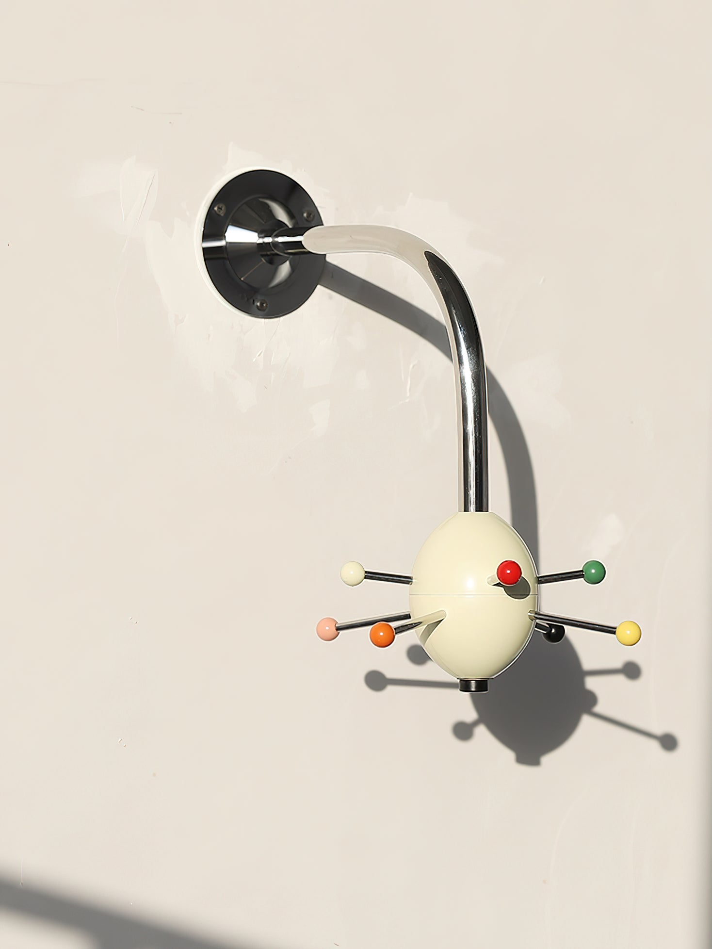Sputnik Wall Coat Rack Colorful Hooks Modern Hallway - Neutral Decor