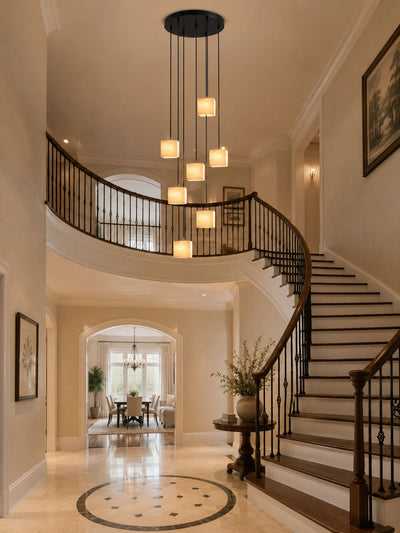 Avenanian Square Alabaster Staircase Chandelier