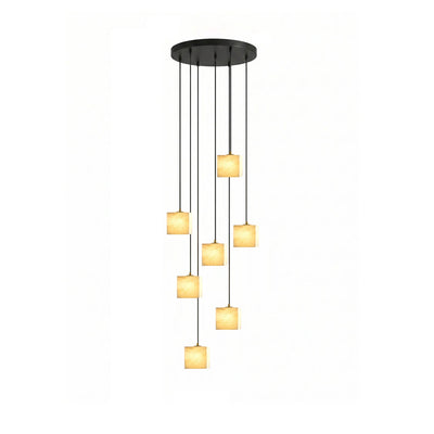 Avenanian Square Alabaster Staircase Chandelier