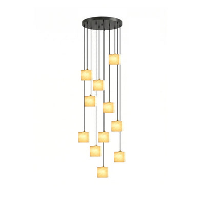 Avenanian Square Alabaster Staircase Chandelier