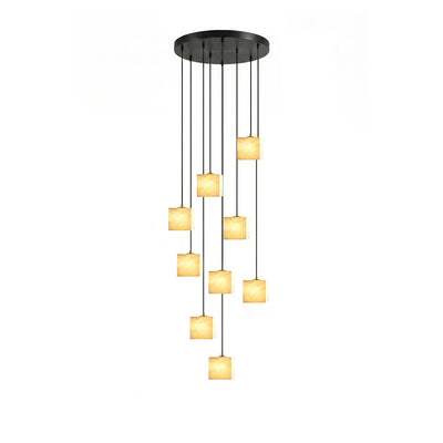 Avenanian Square Alabaster Staircase Chandelier