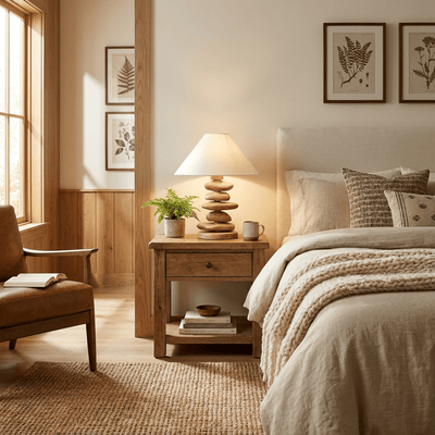 Stacked Pebble Wood Table Lamp