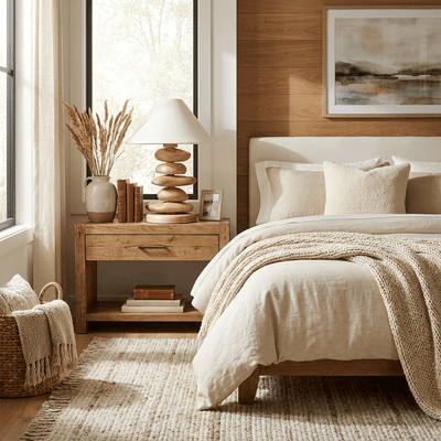 Stacked Pebble Wood Table Lamp