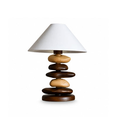 Stacked Pebble Wood Table Lamp