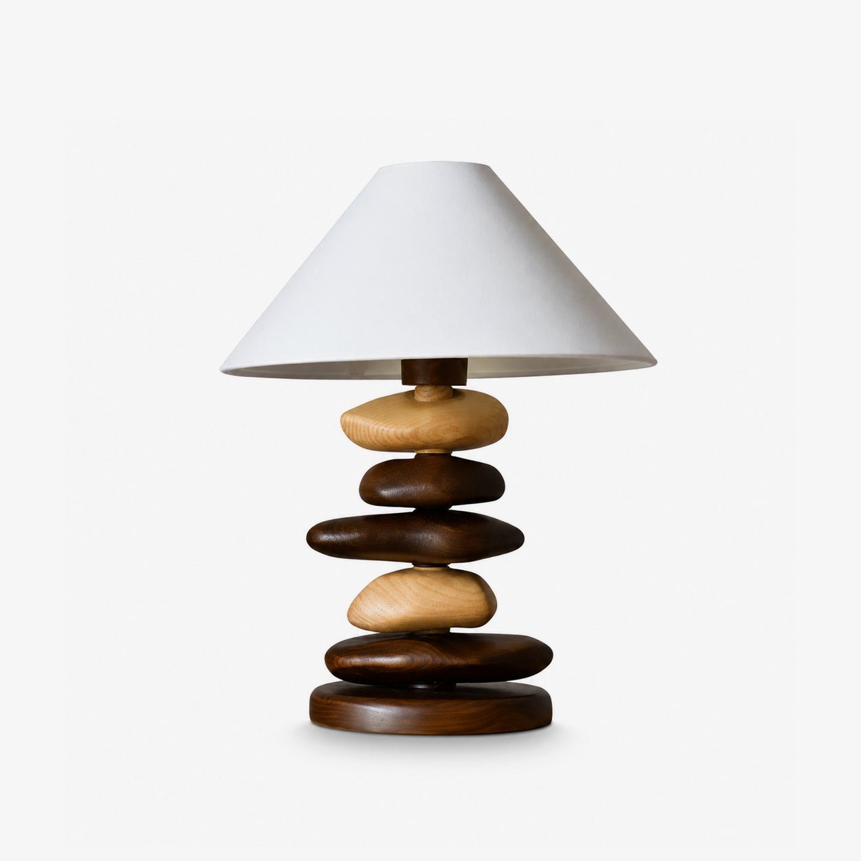 Stacked Pebble Wood Table Lamp