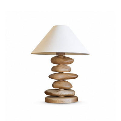 Stacked Pebble Wood Table Lamp